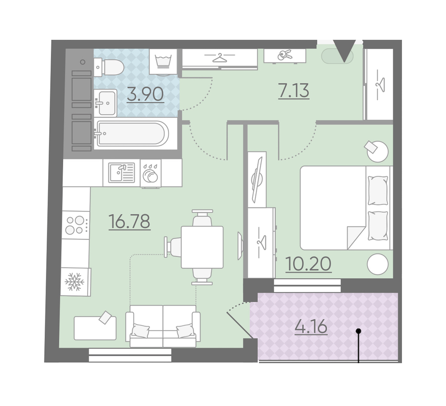 Однокомнатная квартира в : площадь 40.09 м2 , этаж: 3 – купить в Санкт-Петербурге
